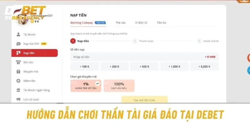 Cần nạp tiền vào tài khoản trước khi tham gia Thần Tài Giá Đáo