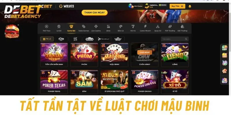 Từ A đến Z về luật chơi Mậu binh 